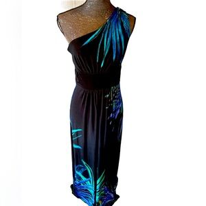 Black Blue Flowered Maxi Dress. Great condition